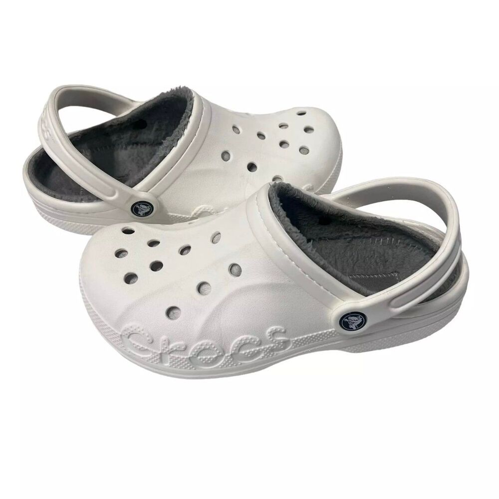 Crocs Baya Lined White Sherpa Lined Slingback Comfy Clogs M6 W8